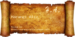 Harangi Aliz névjegykártya